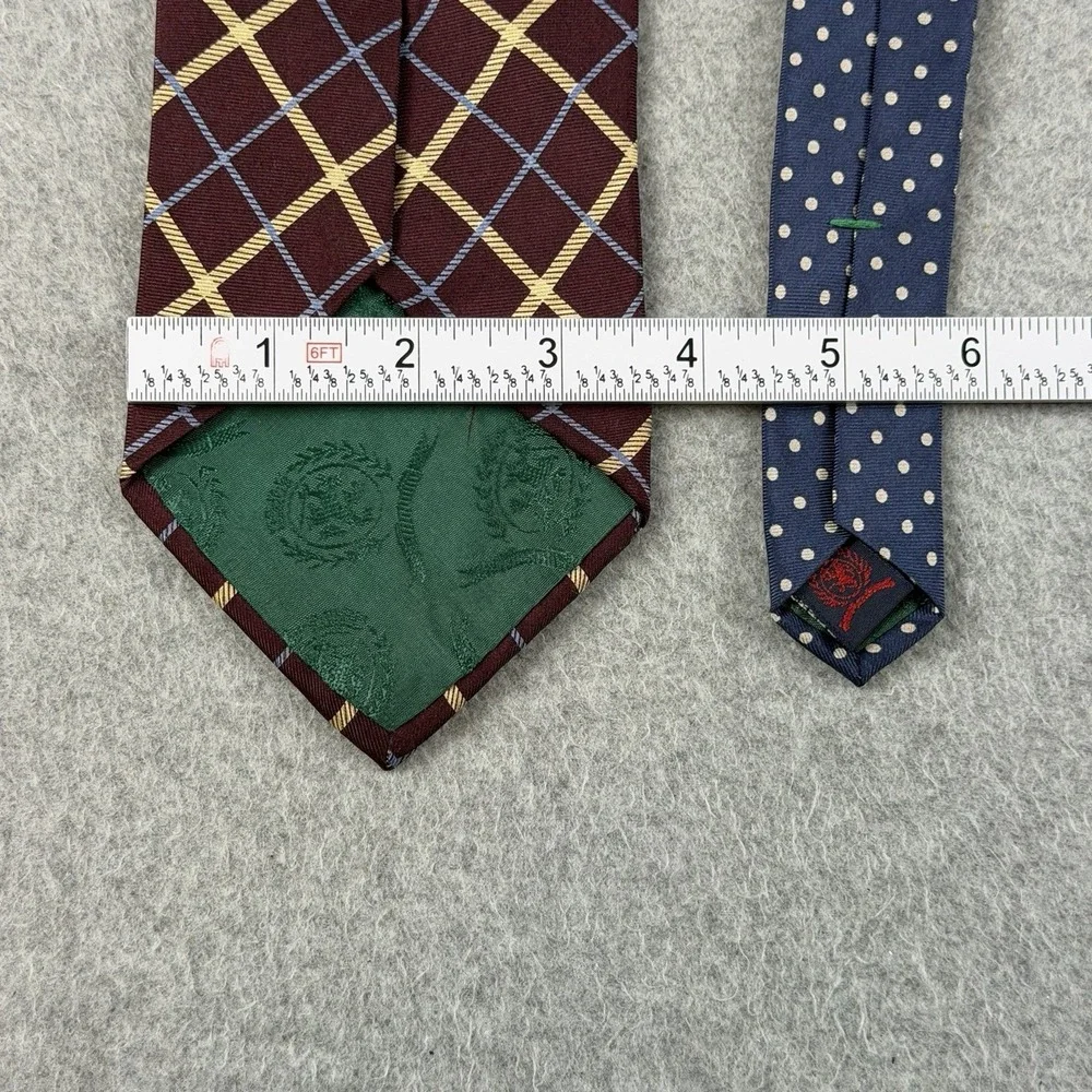 Vintage Tommy Hilfiger USA Silk Tie Burgundy Gold Blue Windowpane Necktie 57x3.6